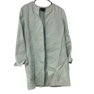 Linda Allard Ellen Tracy Women's Long Blazer Jacket Size 14 Mint Formal Linen